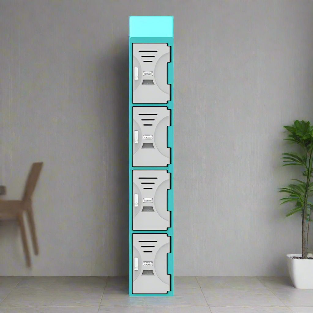 4 Tier Plastic Locker with Pad Lock Assembly — Pioneer Plastics