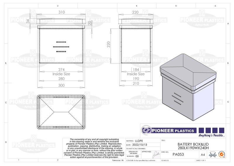 Plastic Battery Box PA053